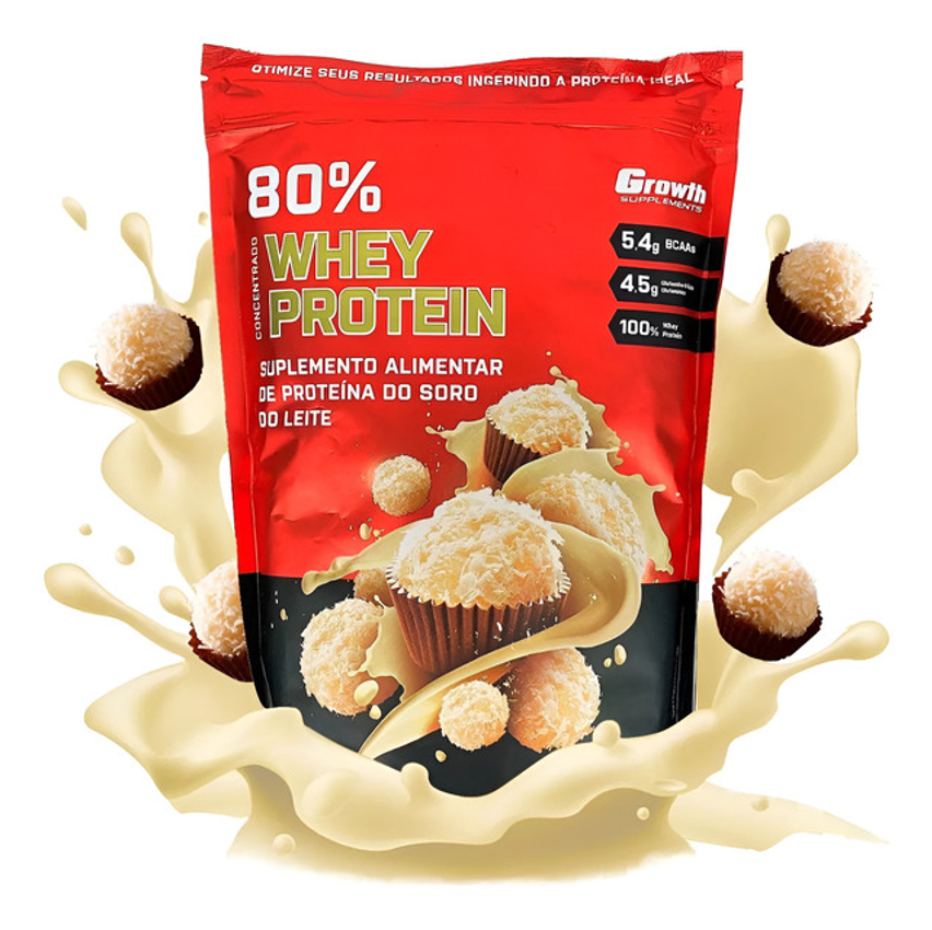 Whey Growth Concentrado 80% Whey Protein Sabor Leite Em Pó