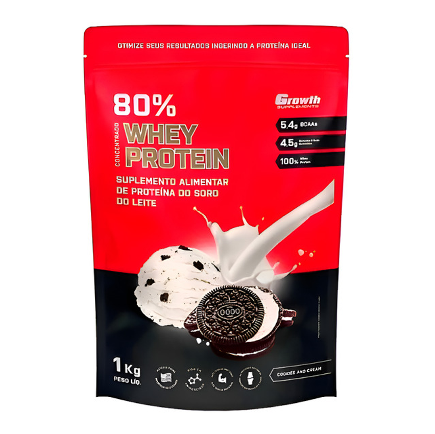 Whey Protein Concentrado Growth 1kg Sabor Cookies And Cream