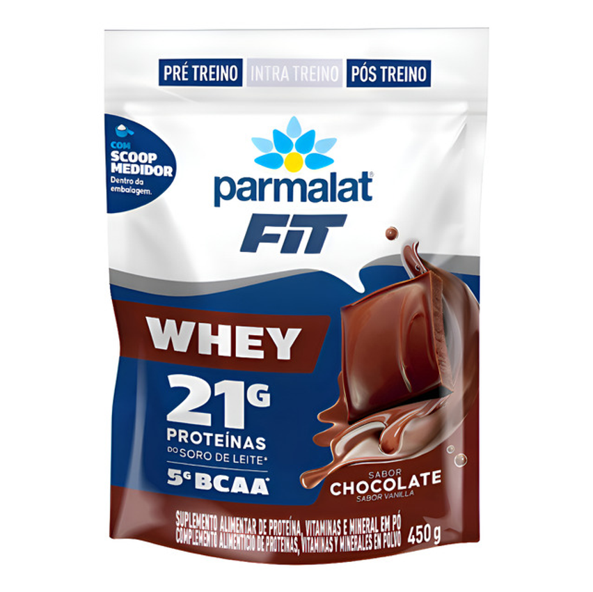 Whey Protein Em Pó Parmalat Sabor Chocolate Pacote 450g