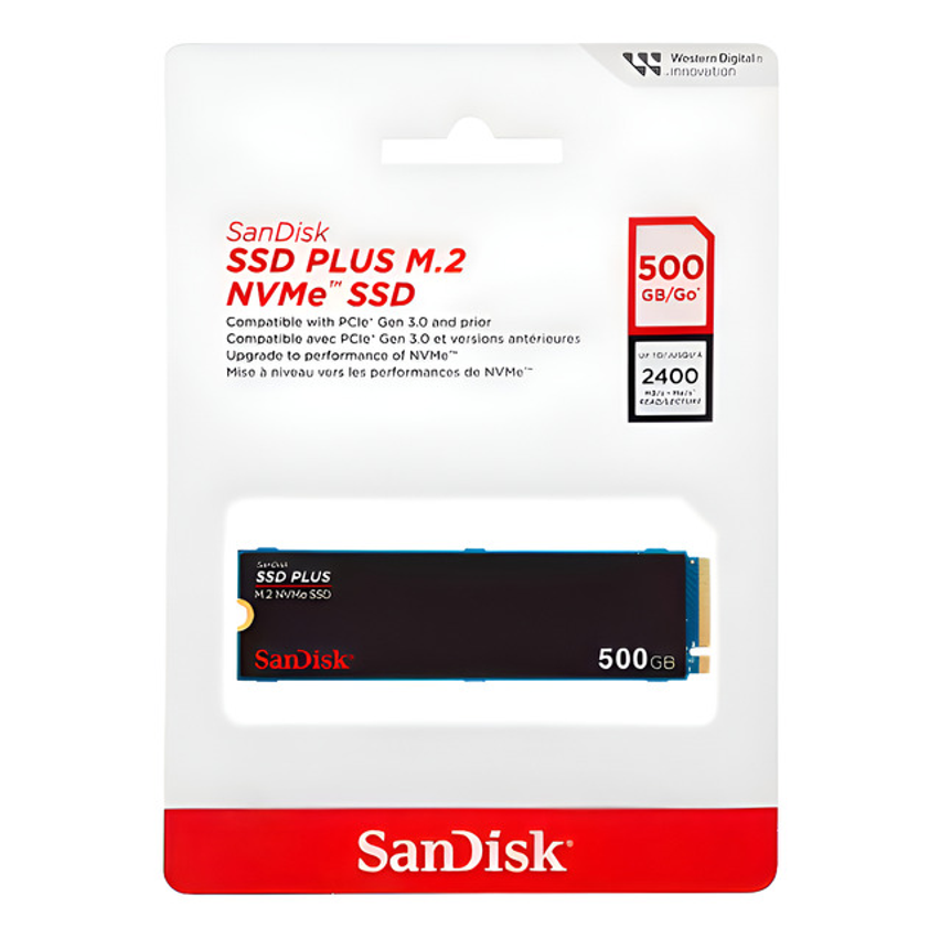 Ssd Sandisk Plus 500gb M.2 2280 Pcie Gen3 Nvme Sdssda3n-500g-g26 Preto