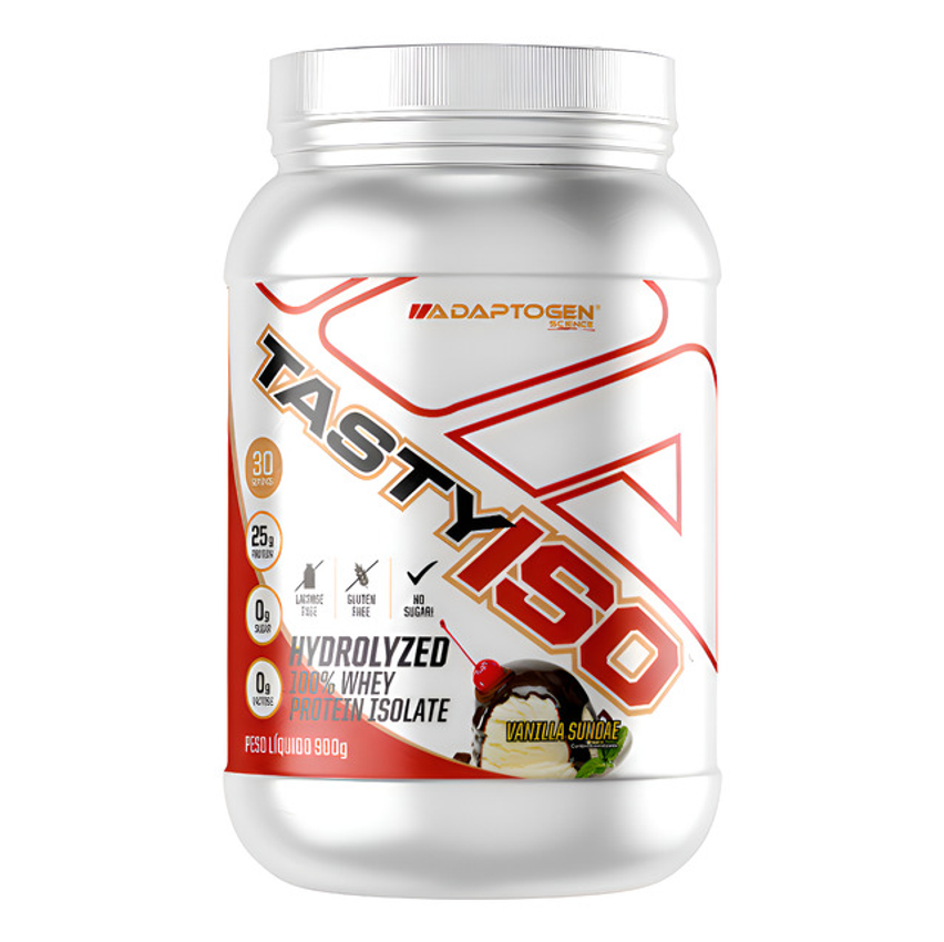 Suplemento Tasty Iso Whey Protein Isolado Pote 900g Adaptogen Science Sabor Baunilha