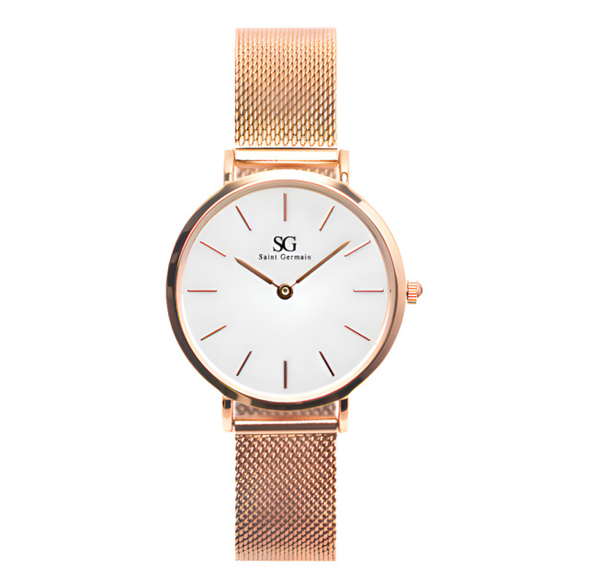 Relógio Feminino Dourado Rosé Saint Germain Nolita Rosé Gold 32mm Fundo Branco