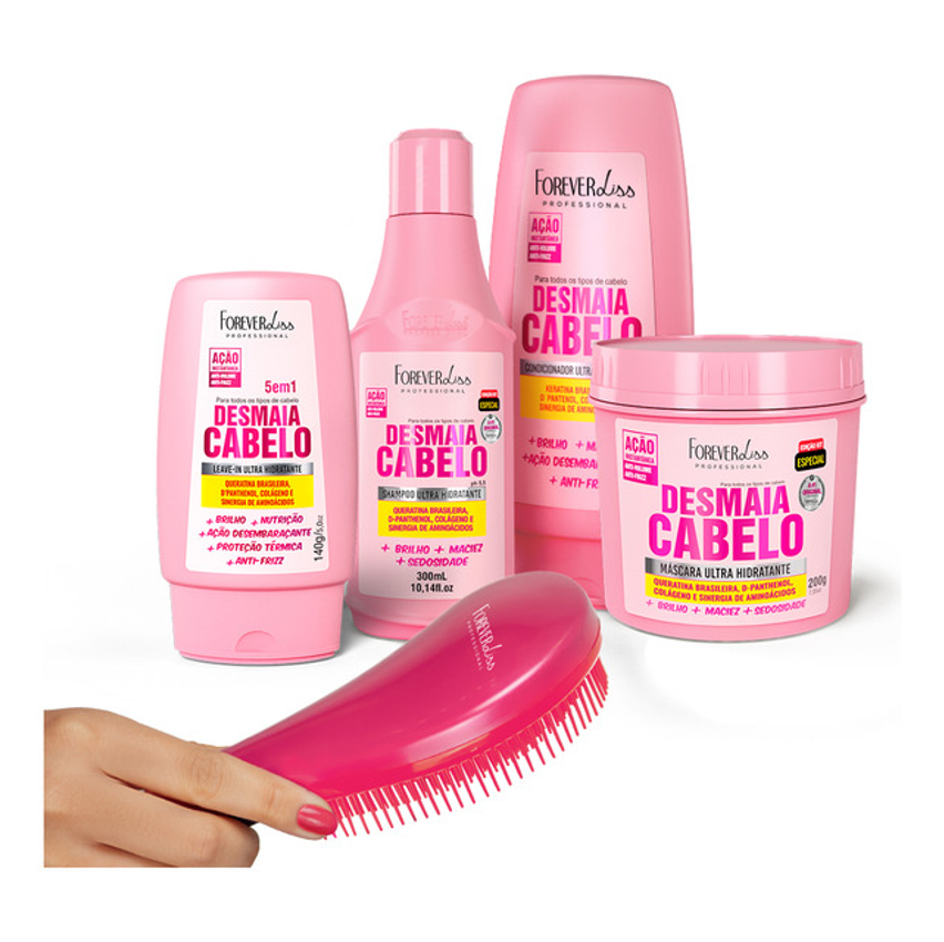 Kit Desmaia Cabelo Forever Liss Ganhe Escova Para Pentear