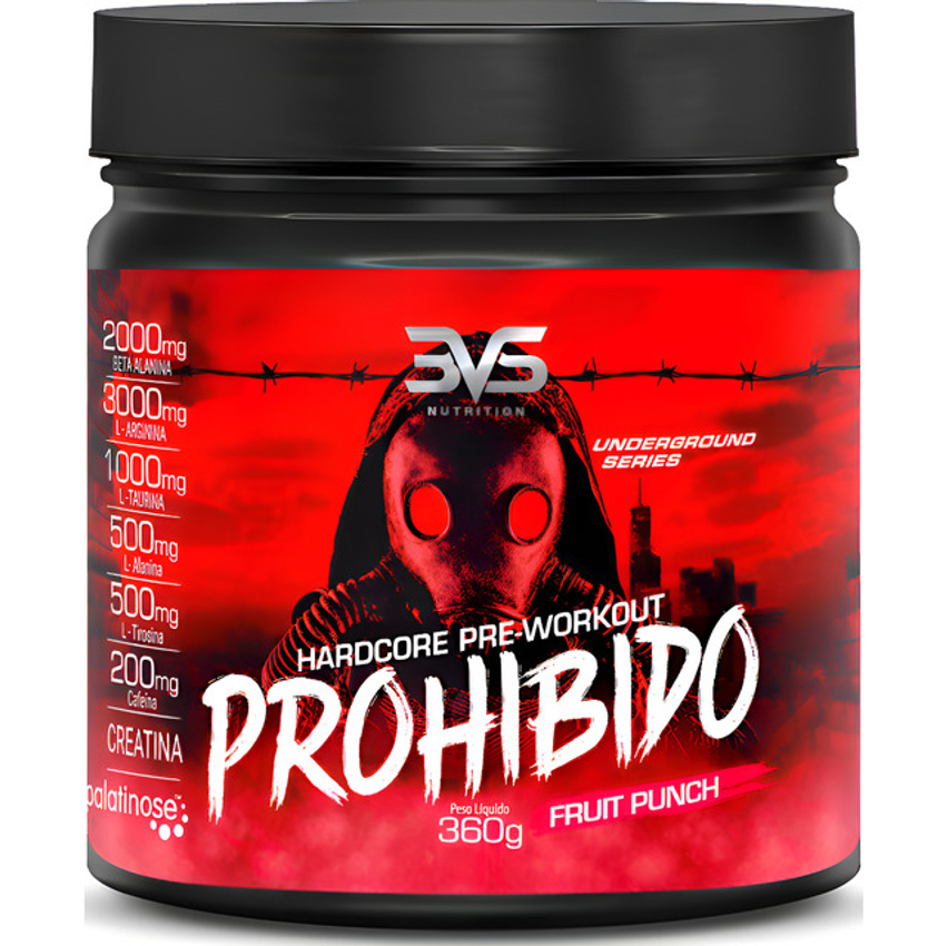 Prohibido Pré Treino 360g - Sabor: Fruit Punch - A Combinação Perfeita De 8 Ingredientes Que Proporcionam Energia Do Início Ao Fim Do Seu Treino