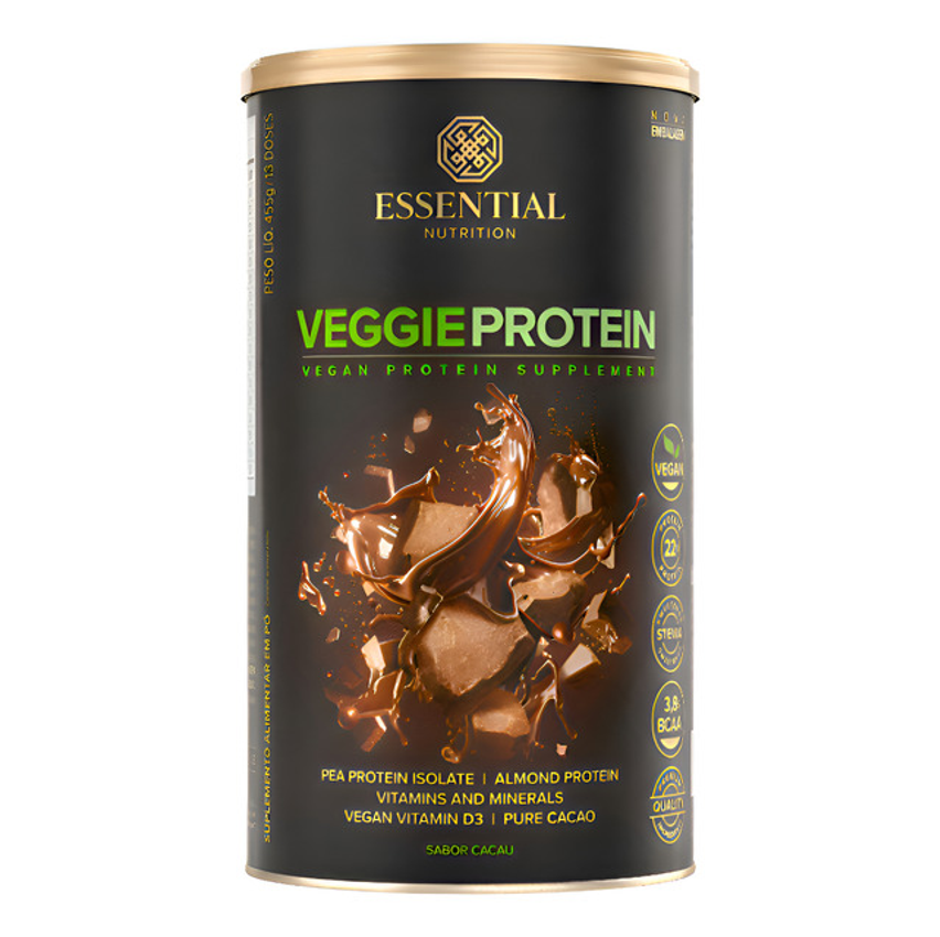 Vegan Protein Veggie 450g - Essential Nutrition Sabor Cacau