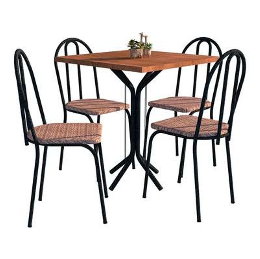 Conjunto de Mesa e 4 Cadeiras Thais Artefamol - Marrom Cacau