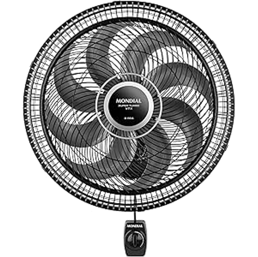 Ventilador de Parede 40cm Super Turbo 8 Pás, Mondial, Preto/Prata, 140W, 110V - VTX-40P-8P