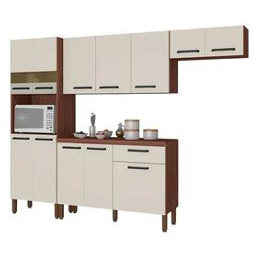 Kit Cozinha Ambiente Versalhes 4 Peças Nogueira Off White - Kits Paraná