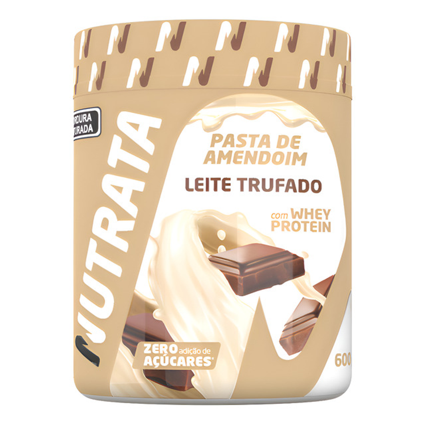 Pasta De Amendoim Com Whey Protein Nutrata Pote 600g Sabor Leite Trufado