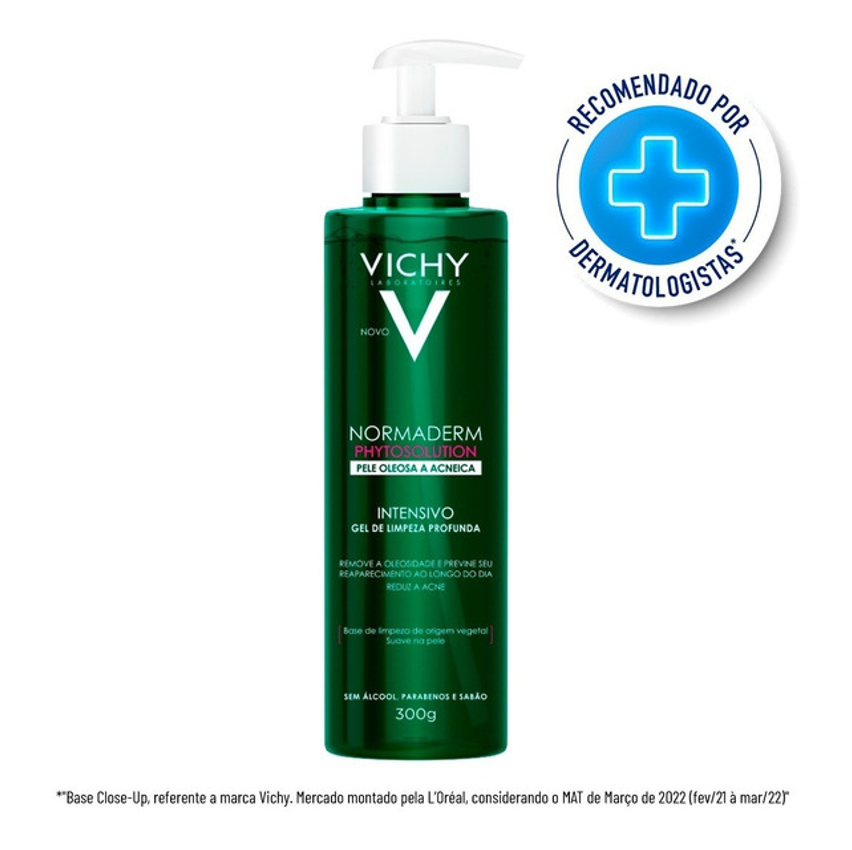 Gel De Limpeza Facial Intensivo, Para Pele Oleosa E Acneica, Com Ingredientes De Origem Natural, Remove Oleosidade, Reduz Acne E Previne Reaparecimento, Normaderm Phytosolution Vichy 300g