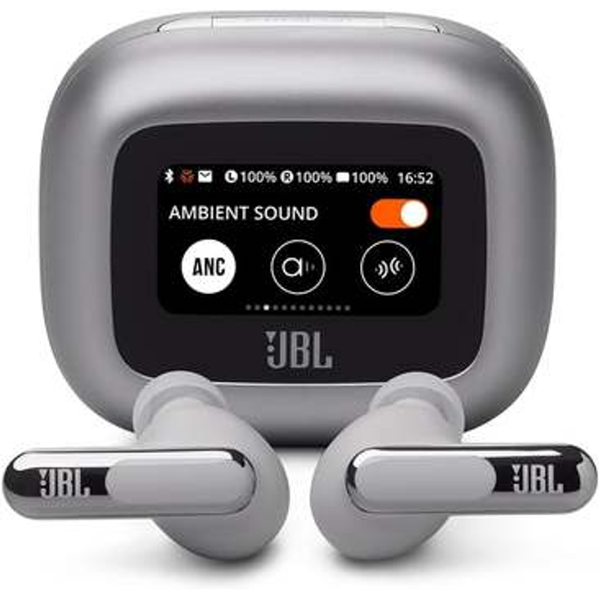 JBL, Fone de Ouvido Bluetooth, Live Beam 3, In-ear, Tela de 1.45", Cancelamento de Ruído - Prata