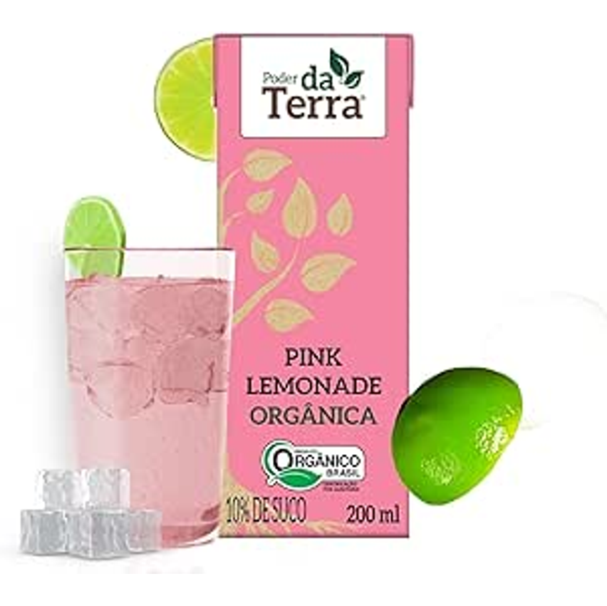 Poder Da Terra - Limonada Orgânica Com Framboesa - Bebida Natural, Sem Conservantes, Sem Glúten - Ingredientes Naturais - 200ml :alimentos E Bebidas