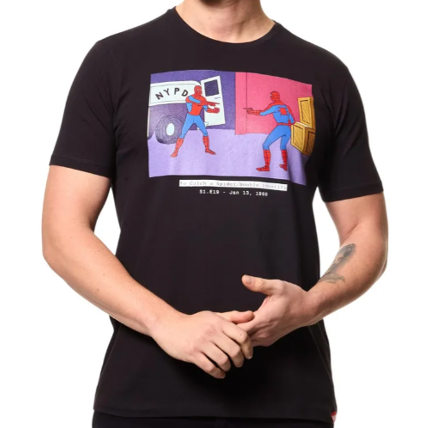 Camiseta Masculina Básica Homem Aranha Meme Preta Disney