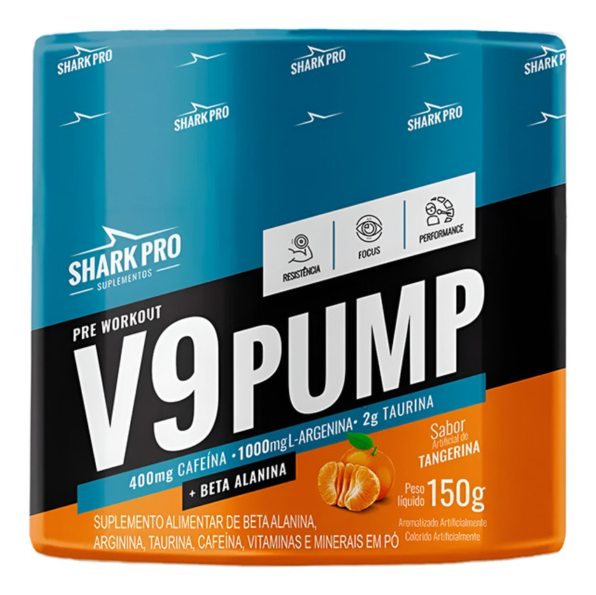 V9 Pump Pré Treino Pote 150g Shark Pro Sabor Tangerina
