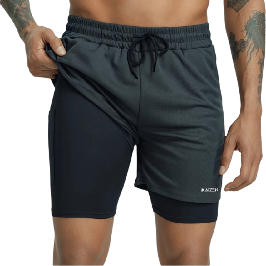 Bermuda 2 Em 1 Short Duplo Com 2 Bolso Laterais E 1 Interno