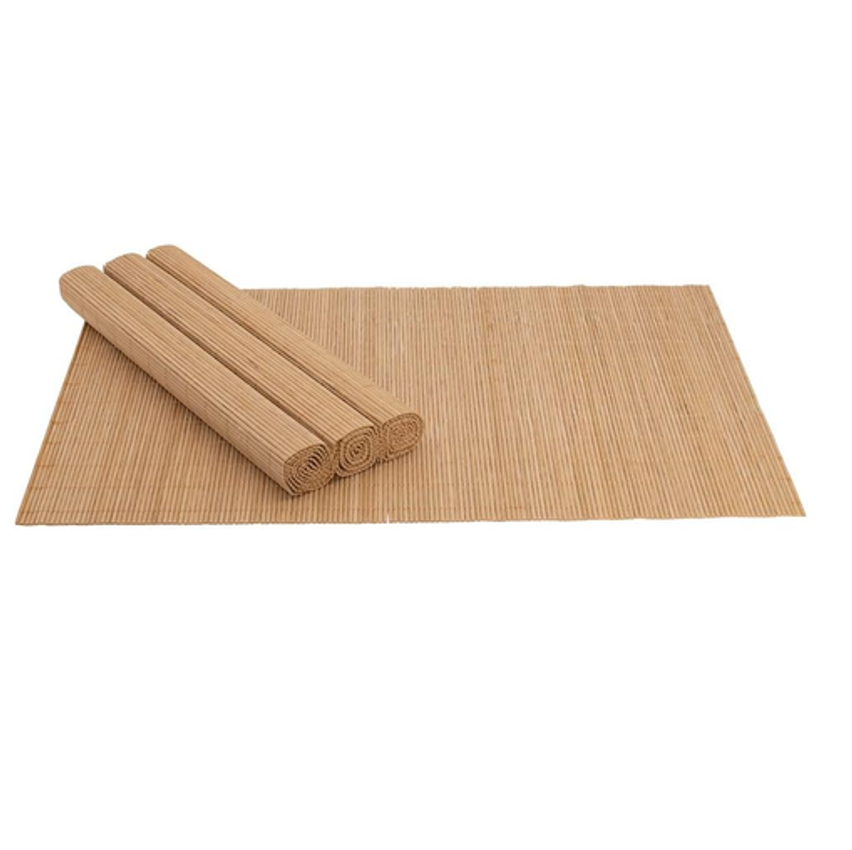 Mimo Style Jogo Americano De Bambu Claro Com 4 Unidades 45x30 Para Mesa, Cozinha E Sala De Jantar - Moderno Sofisticado Sustentável E Ecológico - Com Resistência Térmica E Evita Manchas