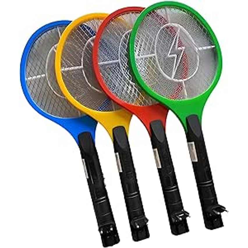 Raquete Elétrica Mata Mosquito Recarregável Bivolt 110/220v eficaz contra pernilongo mosquito da dengue e insetos em geral com Botão de Segurança e Led Indicador (cores sortidas)