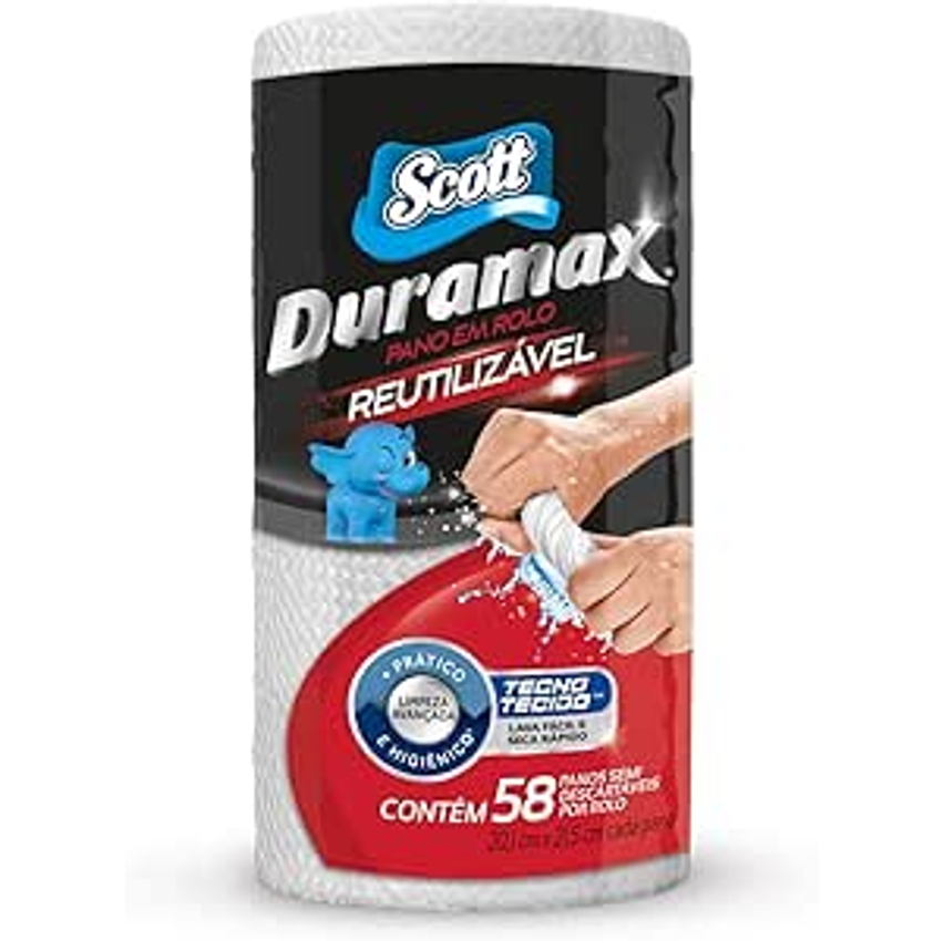 Scott Duramax Pano Reutilizável em Rolo, Branco, 58 folhas