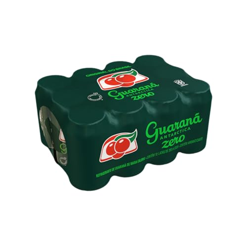 Pack de Refrigerante Guaraná Antarctica Zero Lata 350ML, 12 Unidades