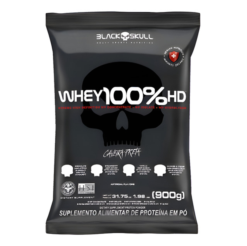 Whey Protein 100% Hd Pouch 900g Black Skull Baunilha