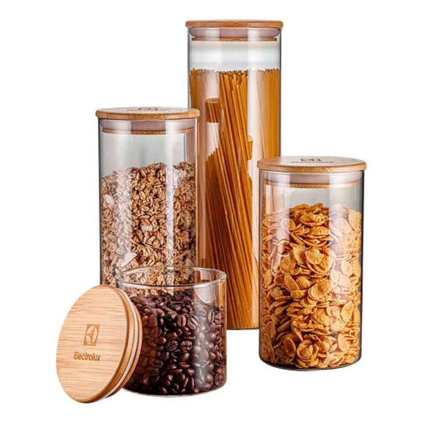 Conjunto Hermético Porta-mantimento Vidro Electrolux 4 Peças Transparente