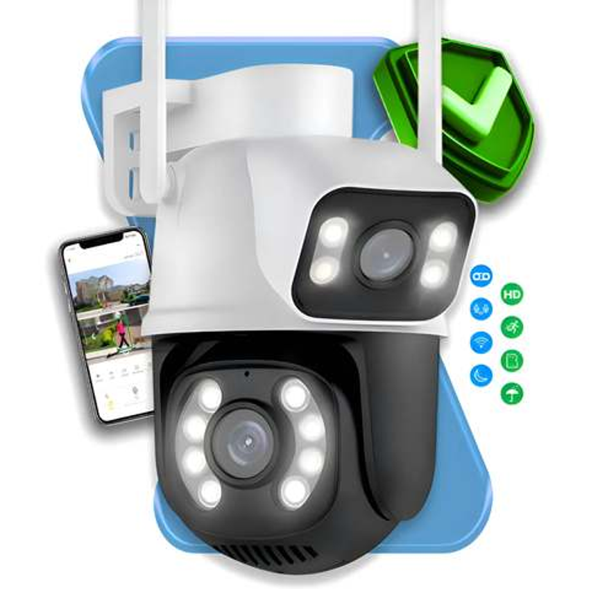 Câmera de Segurança Wifi Full Hd Externa Maxnova Prova D'água Lente Dupla Ip66 Cor Branco