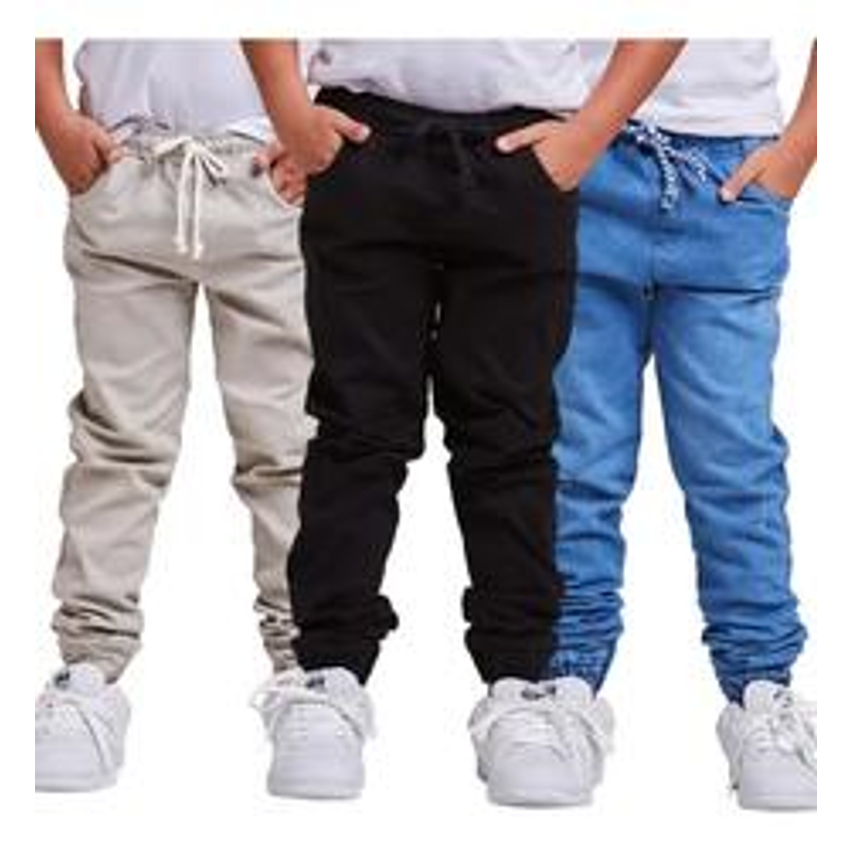 Kit 3 Calça Jeans Jogger Menino Infantil Juvenil 2 Ao 8