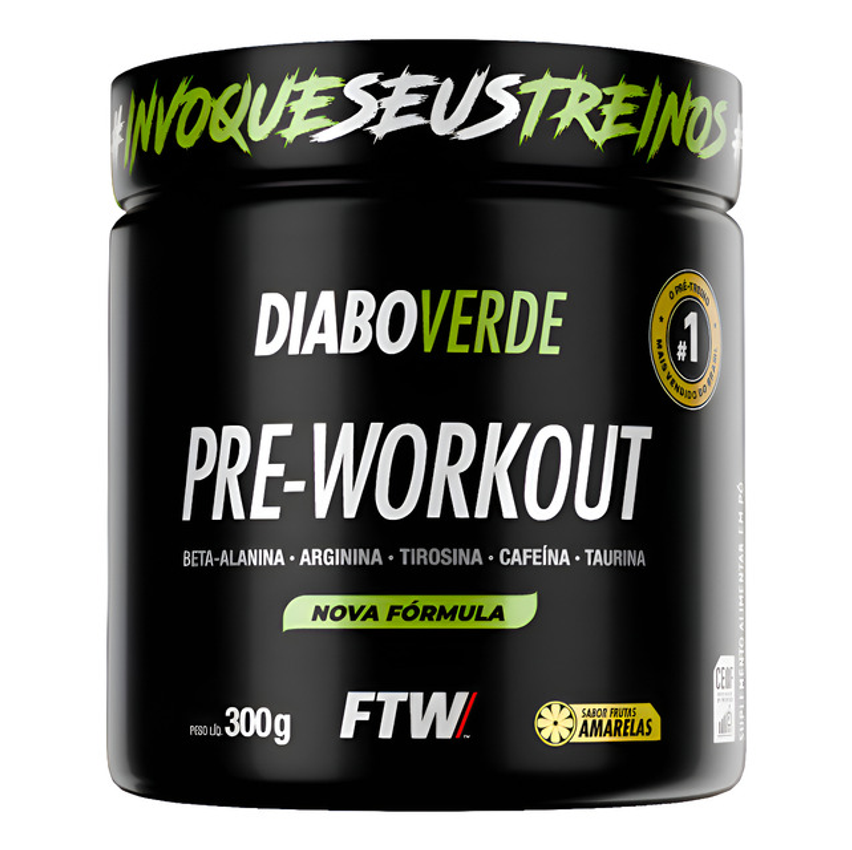Suplemento Em Pó Pre Treino Pre Workout Pote 300g Sabor Frutas Amarelas Ftw - Diabo Verde