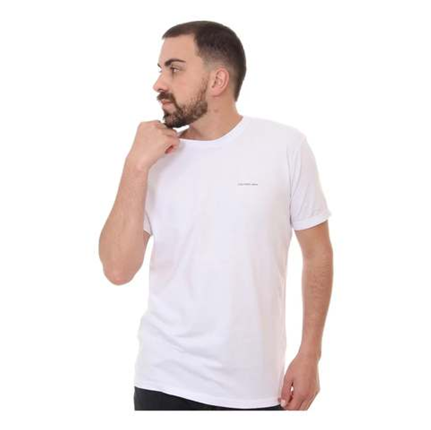 Camiseta Calvin Klein Jeans Masculina Black New Logo Branca