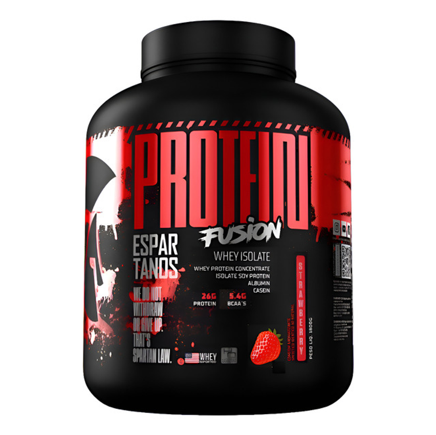 Protein Fusion Whey Isolate 1,8kg - Espartanos Nutrition Sabor Morango
