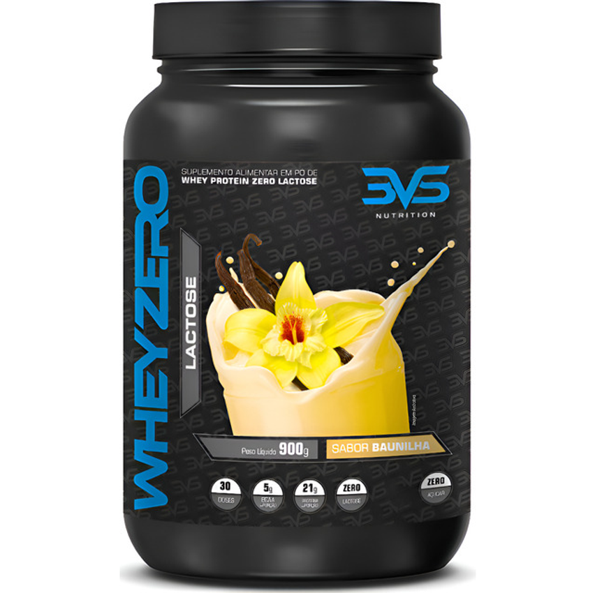 100% Pure Whey Zero Lactose 900g Com 21g De Proteína Por Dose 3vs Nutrition - Sabor: Baunilha