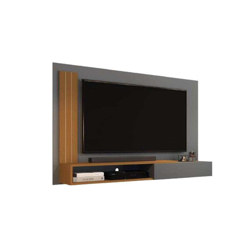 Painel TV até 55 Polegadas Matt com porta Onix/Nature- JM Casa dos Moveis
