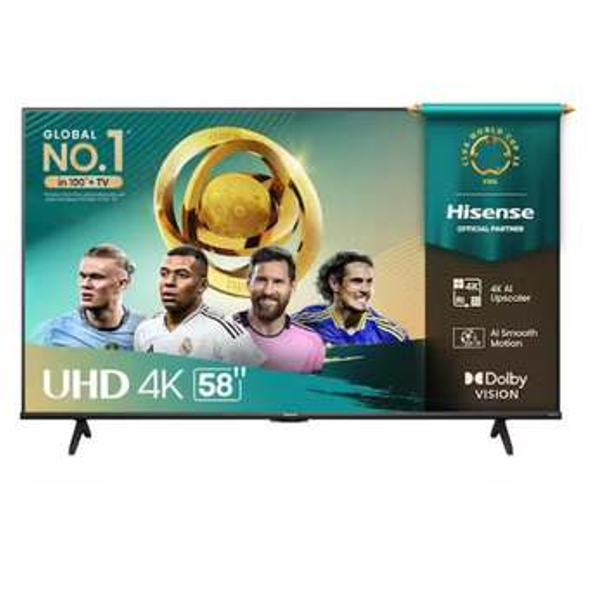 Smart TV 58” Hisense 58A6NV DLED 4K UHD HDR10+ Dolby Vision Controle por Voz Alexa AirPlay