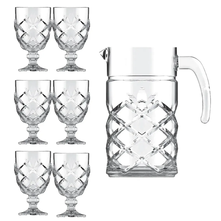 Jogo De Jarra 1.2l Com 6 Taças 200ml Pinea, Casambiente