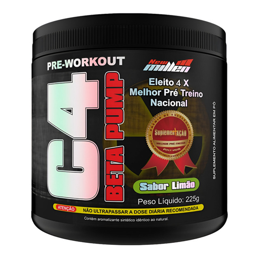 Suplemento Em Pó C4 Beta Pump 225g New Millen Sabor Limão