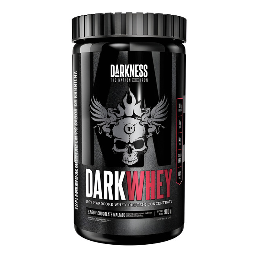 Darkness Whey Protein Integralmedica Darkwhey 100% Hardcore Pó Sabor Chocolate Maltado Pote