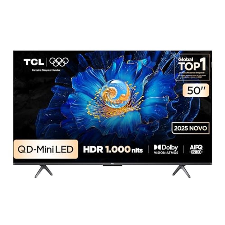 Smart TV TCL 50 Polegadas QLED Mini LED 4K C6KS WiFi Bluetooth Google TV HDR10+ Dolby Atmos 50C6KS