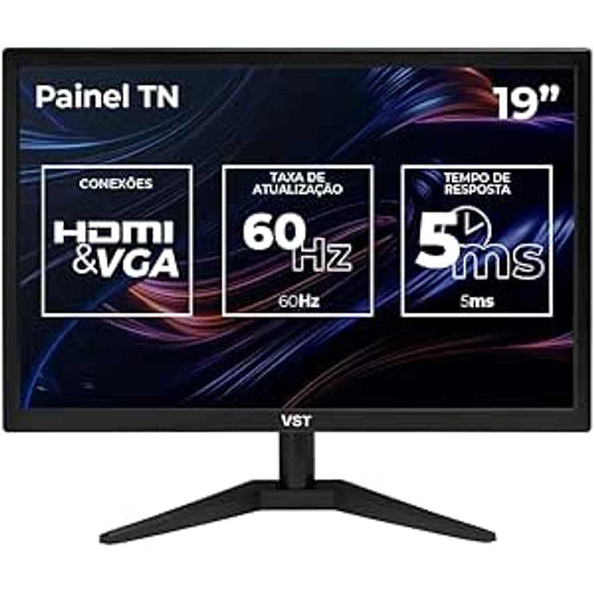Monitor 19 Polegadas VST | 60Hz | HD | 5ms | HDMI/VGA | VST-VST19-BL01
