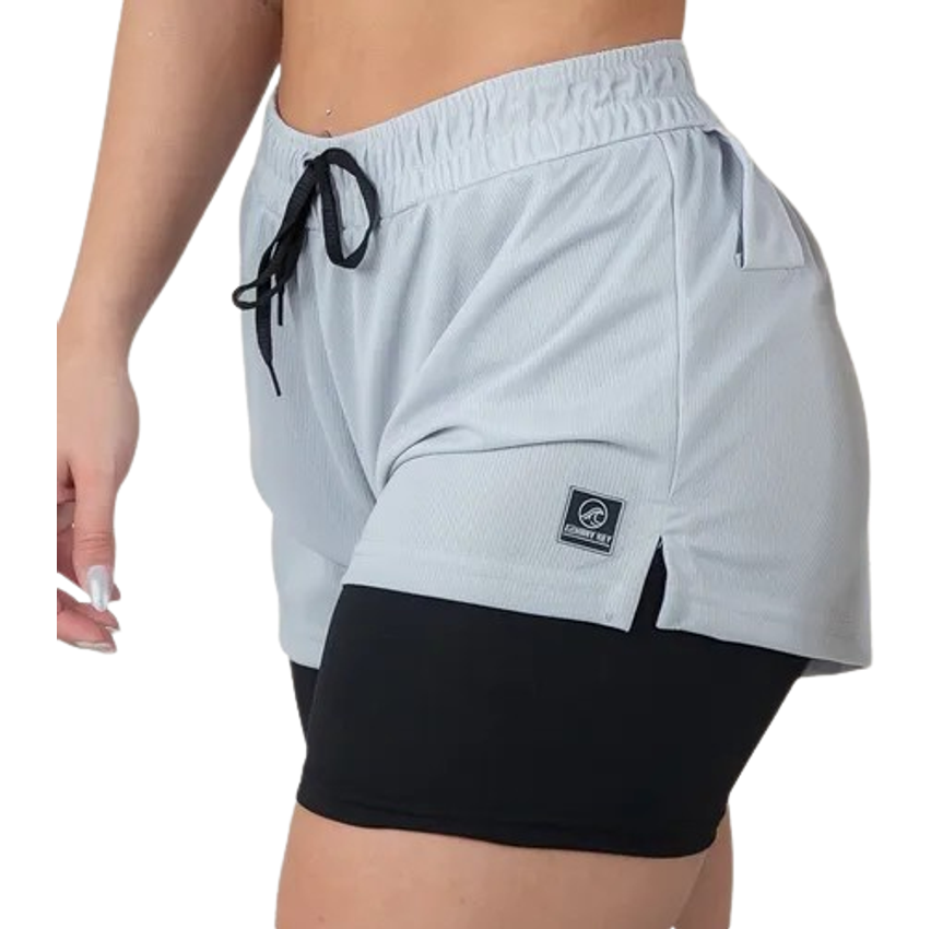Shorts 2 Em 1 Feminino Academia Duplo Bolso Interno Corrida