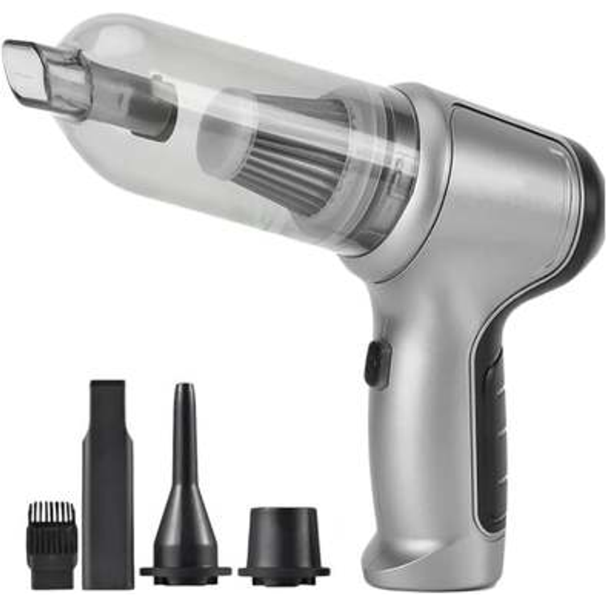 Aspirador de Pó Sem Fio Portátil 4 em 1 – Multifuncional, Leve, Potente e Recarregável para Casa e Carro (Branco)