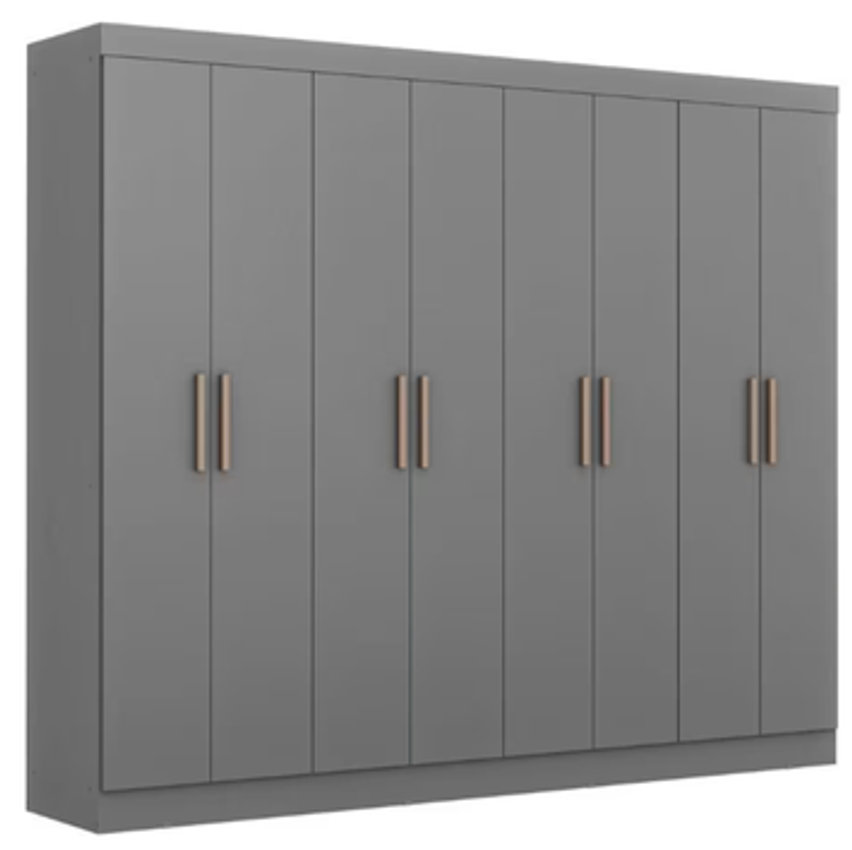 Guarda Roupa Casal 8 Portas 4 Gavetas Paris Espresso Móveis Cinza