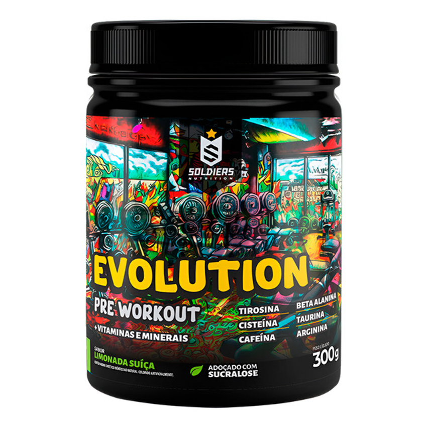 Pré-treino Evolution Workout 300g Termogênico Sabor Limonada Suiça Soldiers Nutrition Energia Foco Treino