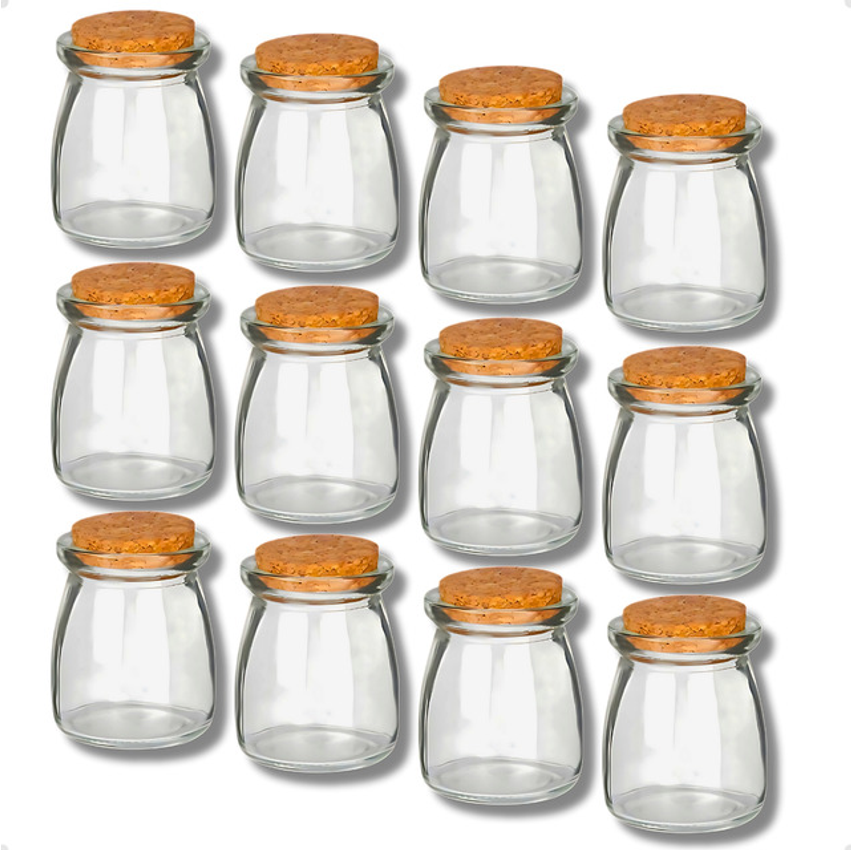 Pote De Vidro Tampa Rolha Cortiça Porta Tempero Kit Com 12 Transparente