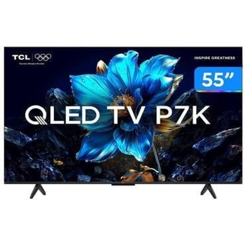Smart TV 55" TCL 4K UHD QLED 55P7K Google TV AiPQ Tcl Qled Smart Tv 55 55p7k 4k Uhd Google TvAssistente 3 HDMI 1 USB