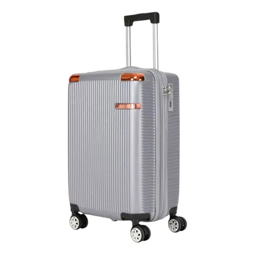 Mala De Viagem Bordo 10kg Pequena 55x35x25 Polipropileno Rígida Rodinhas 360 Com Zíper Expansivel Leva Na Cabine Do Avisão Resistente Cor Prateado 2088 Ygm Malas