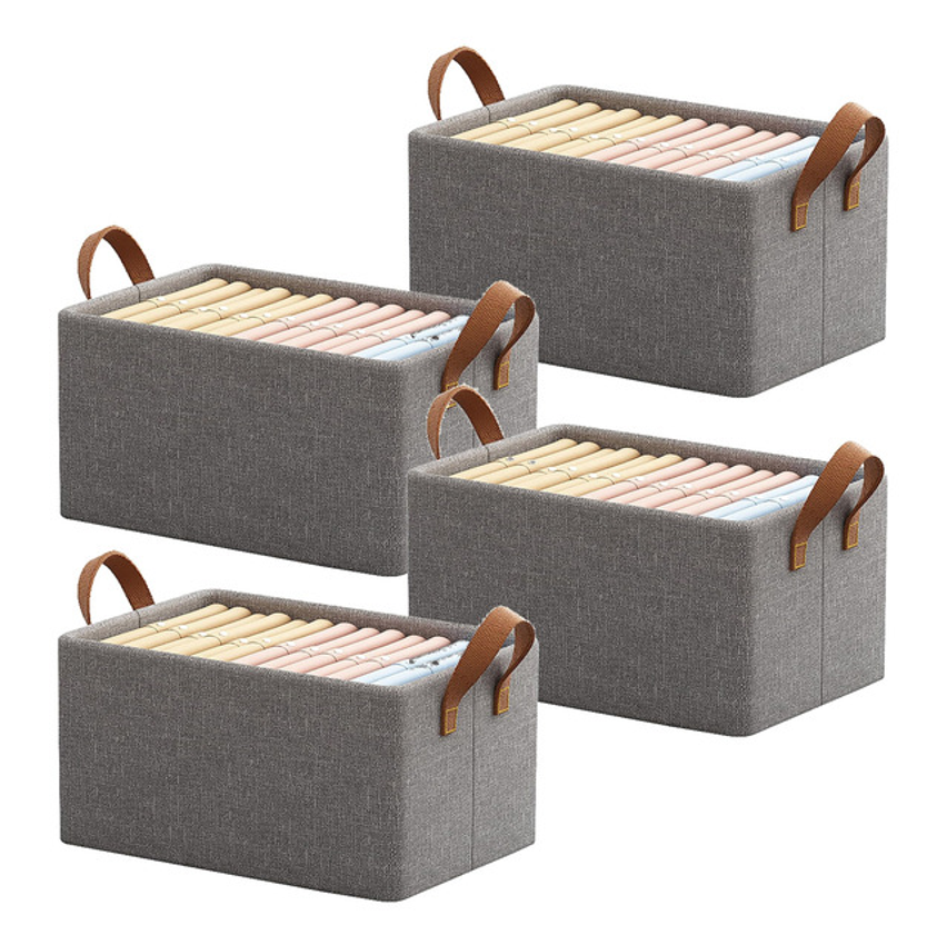 Kit 4 Organizador Guarda Roupa Cesto Multiuso Dobrável Caixa