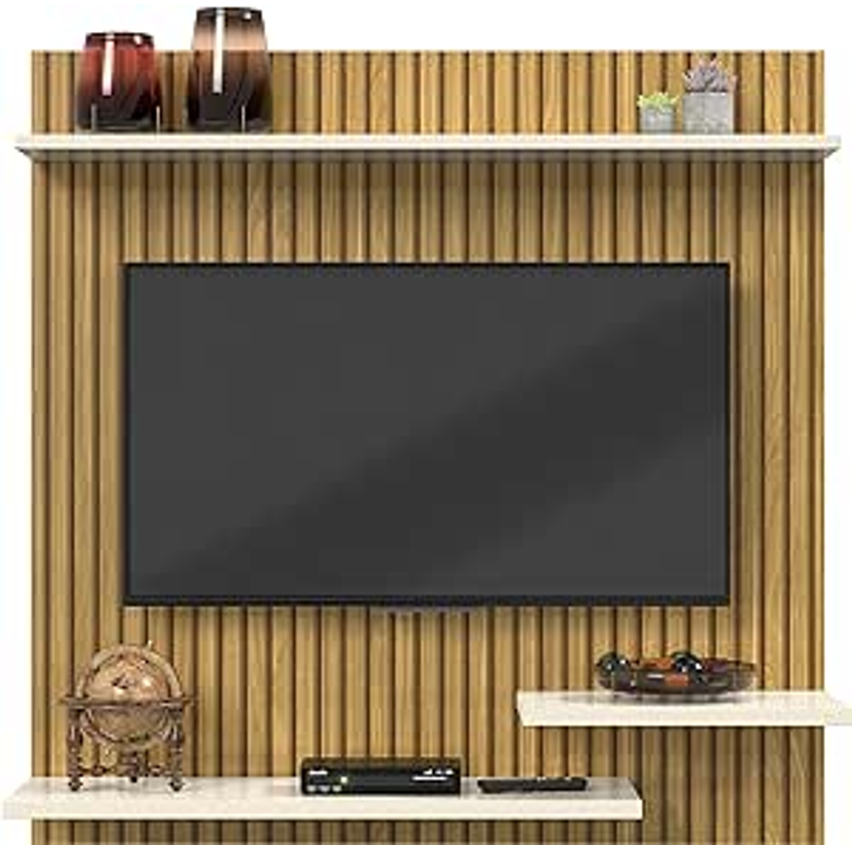 Painel Para TV Quarto Sala Com Prateleira 32 Polegadas Nichos MADRID - Quality Móveis