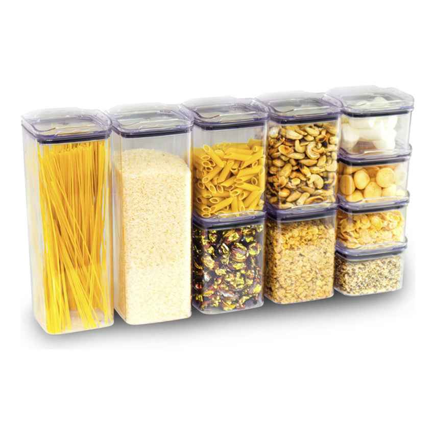 Kit 10 Organizadores Pote Hermético Empilhável Em Acrílico