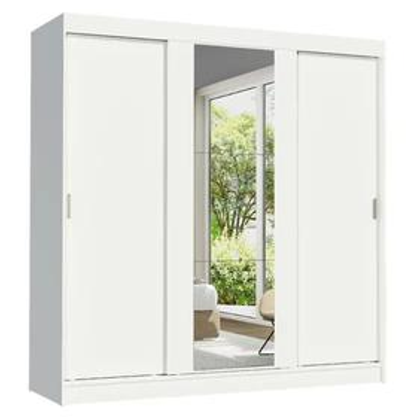 Guarda-Roupa Casal Madesa Reno 3 Portas de Correr com Espelho