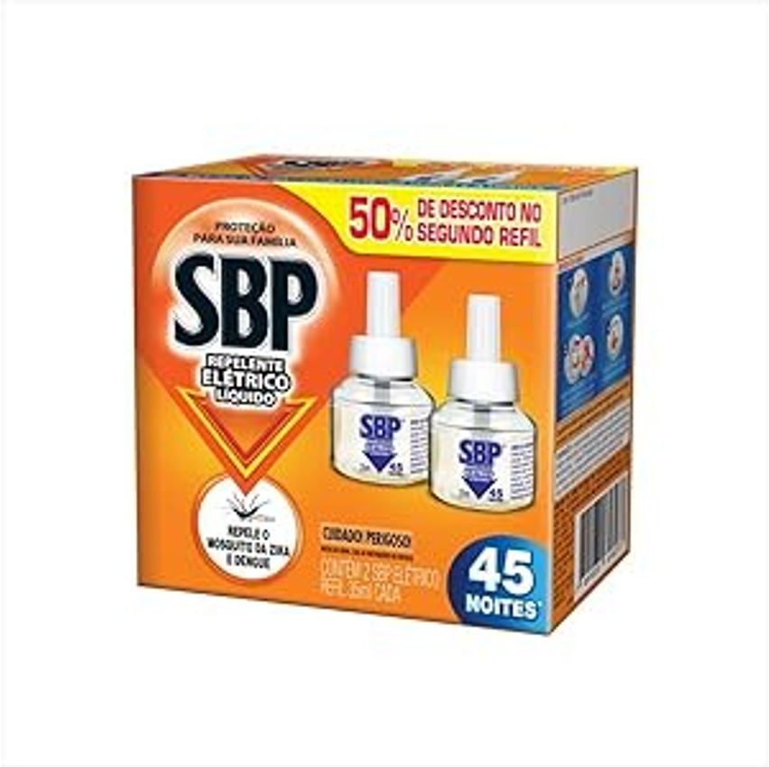 SBP Repelente Elétrico Líquido 45 Noites 50% 2ª Unidade 35Ml